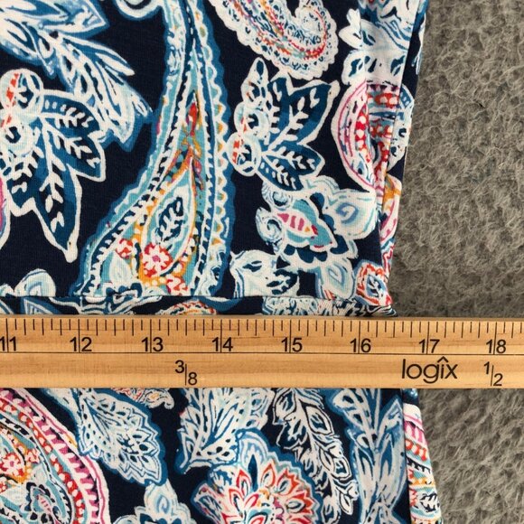 J Jill Dress Womens Small Blue Multi Paisley A Line Knee Sleeveless Stretch Sun - Picture 9 of 11